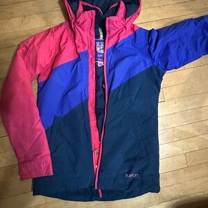 Burton Pink and Blue Puffer Jacket for Outdoor Adventures